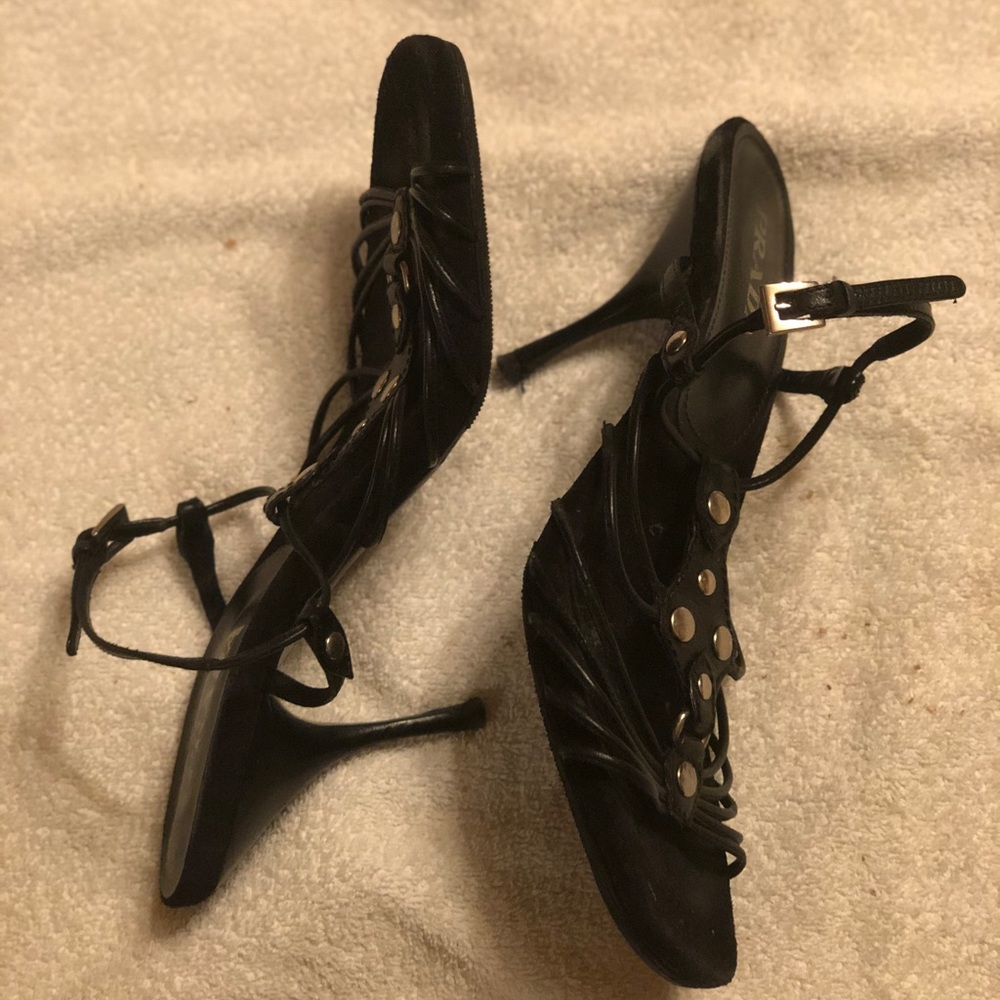 Prada Black Leather Heels Authentic - Picture 2 of 4